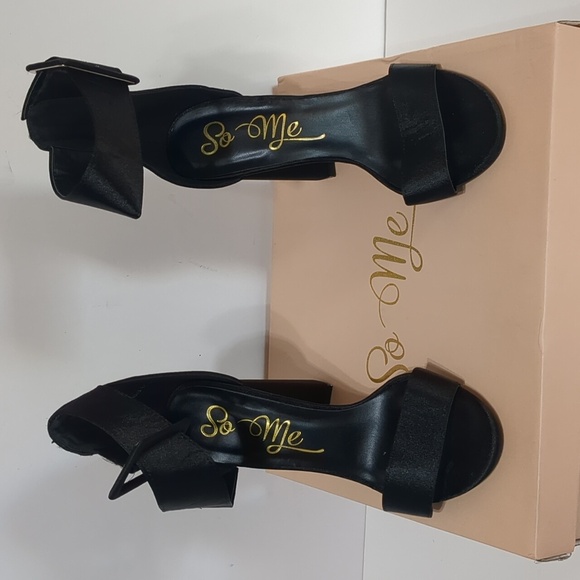 Fashion Nova So Me Heels Black StellaSatin size 5.5 - Picture 2 of 11